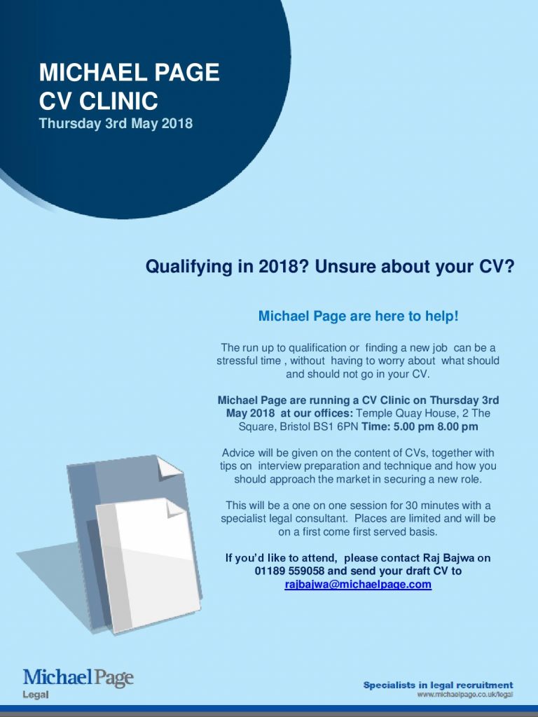 Michael Page CV Clinic with Bristol JLD